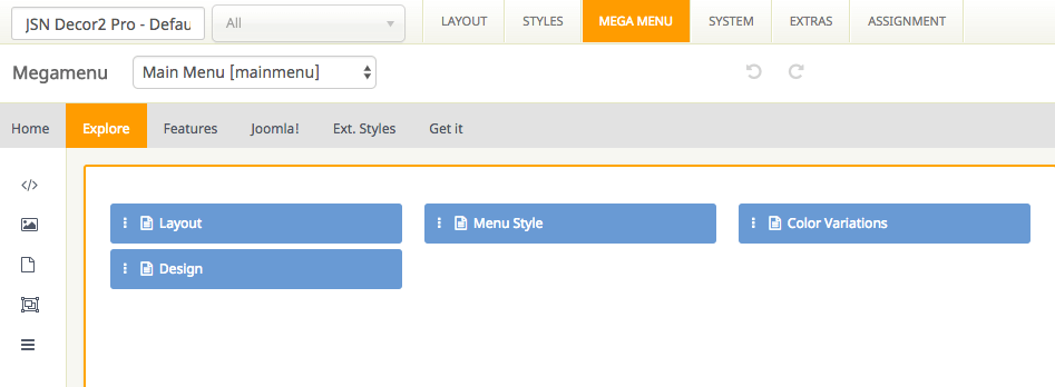 Menu megamenu setting